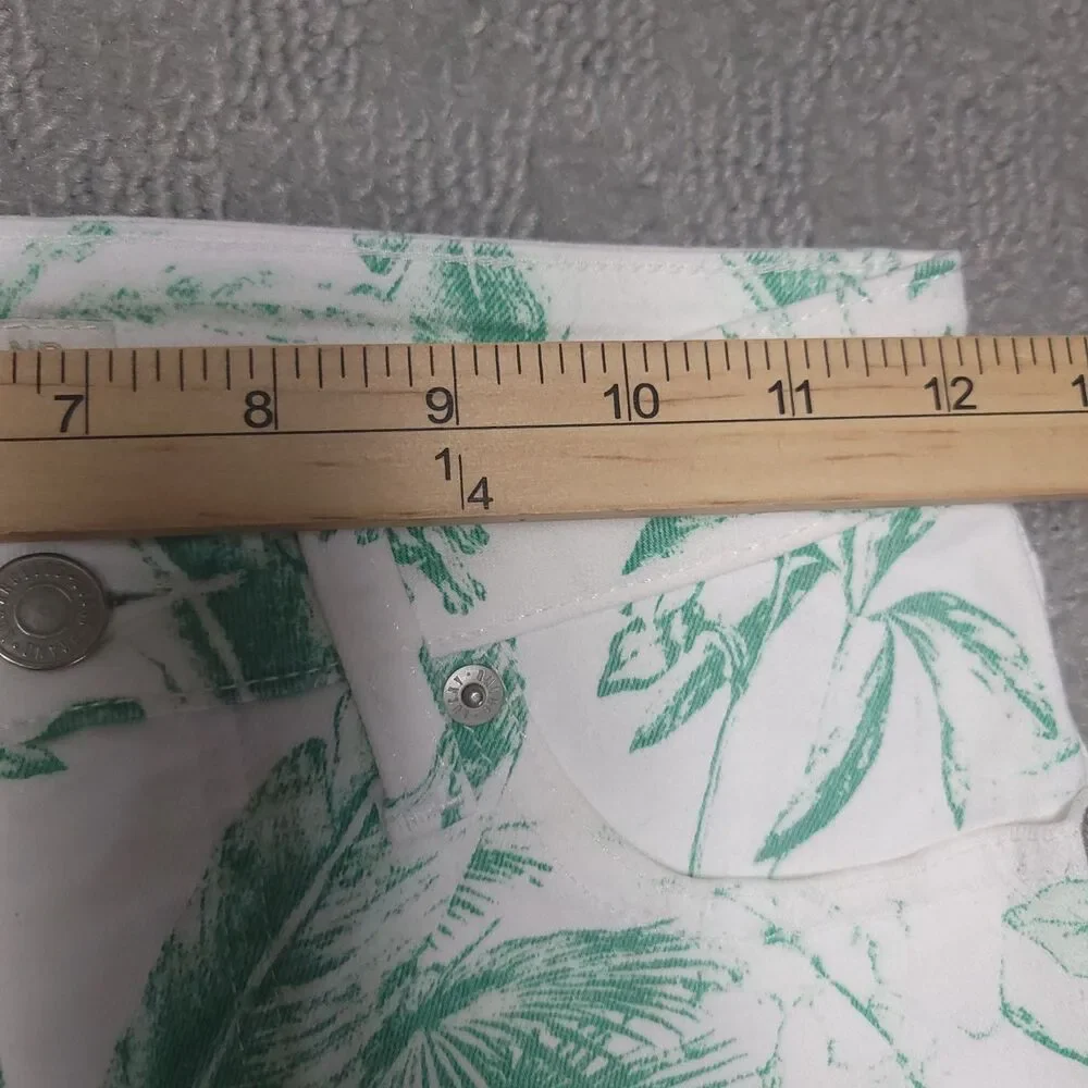 Lucky Brand Low Rise Crop Lolita Pants Womens 00/24 White Green Leaf Denim